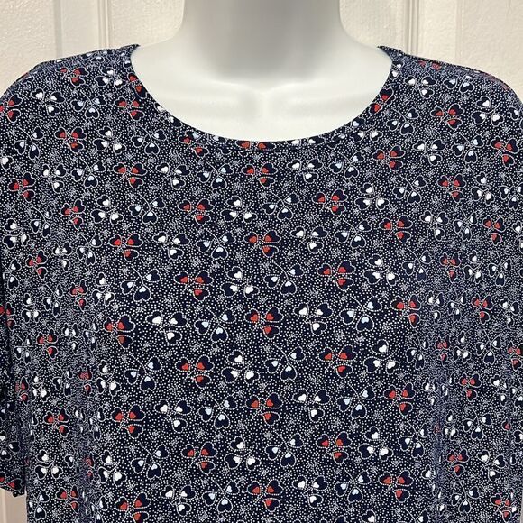 Michael Michael Kors Navy Blue With Heart Pattern Short Sleeve Dress Size M - Picture 2 of 11